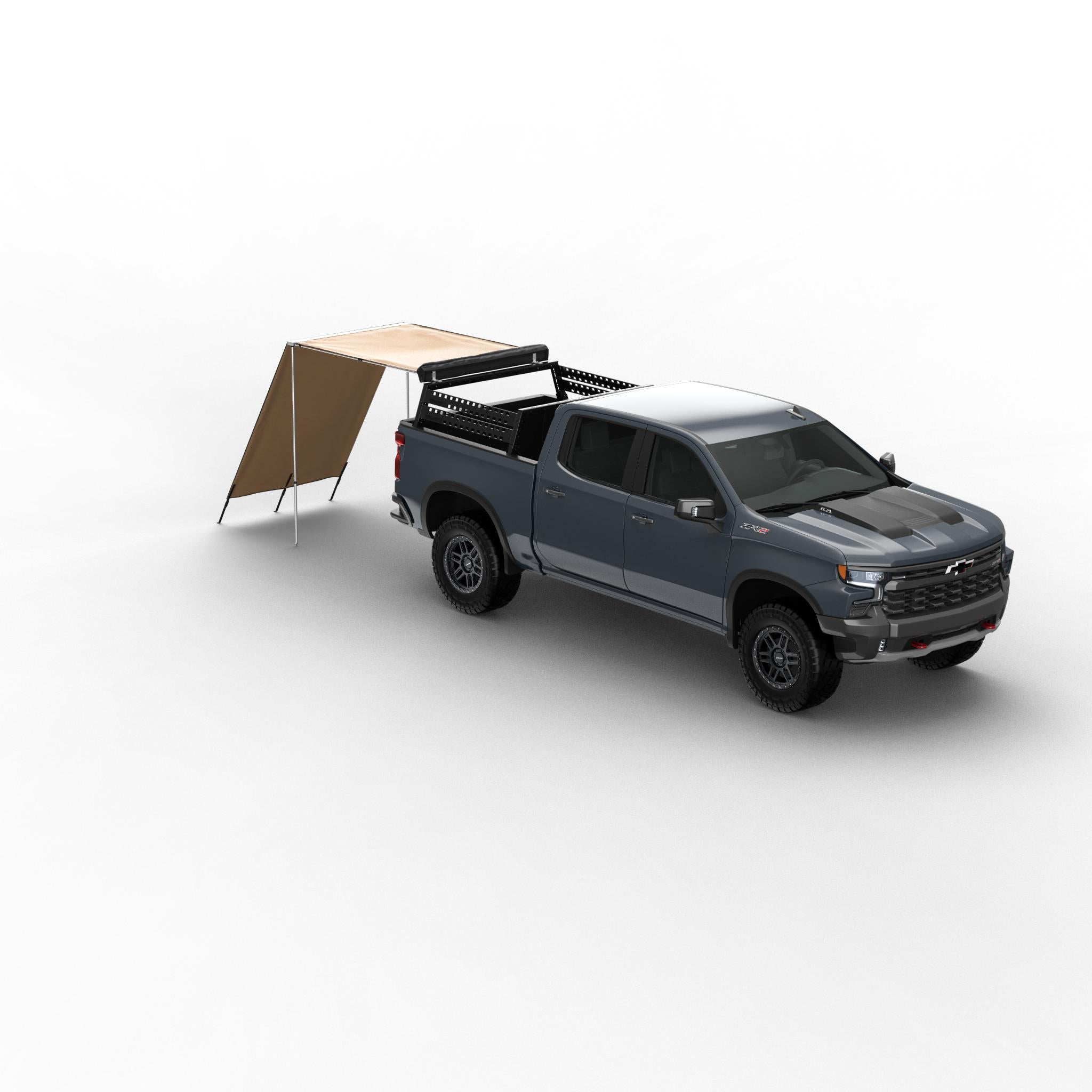Truck or Car Awning Shade Wall, 6.5x8 Feet, Poly-Cotton Ripstop Fabric, Tan