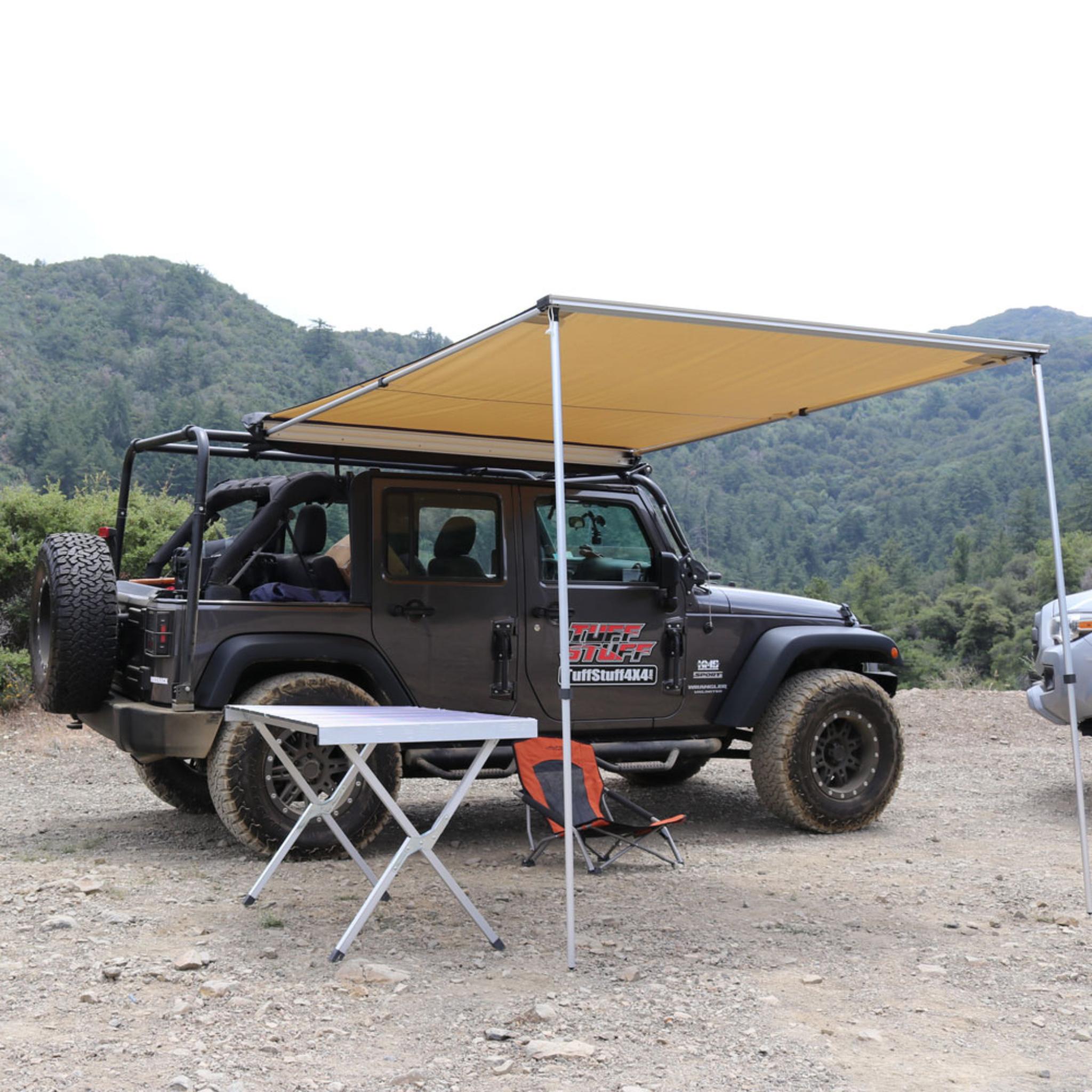 Truck or Car Awning, 6.5x8 Feet, Poly-Cotton Ripstop Fabric, Tan