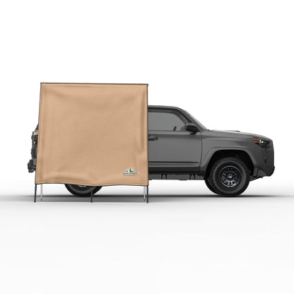 Truck or Car Awning Shade Wall, 6.5x8 Feet, Poly-Cotton Ripstop Fabric, Tan